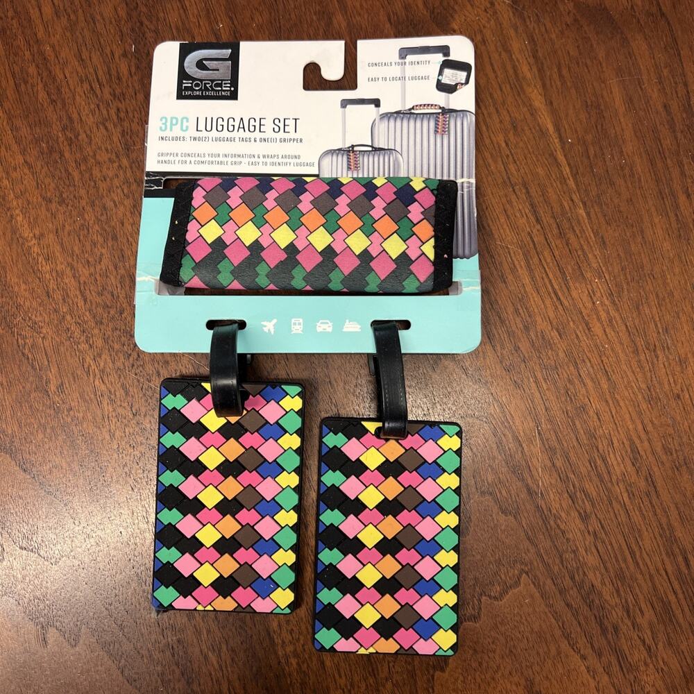 G Force 3 Piece Luggage Tags and Padded Grip Set